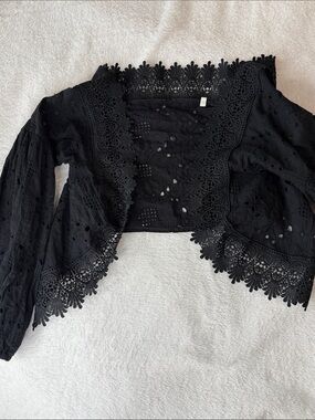Black Eyelet Lace Bolero Jacket
